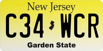 NJ license plate C34WCR