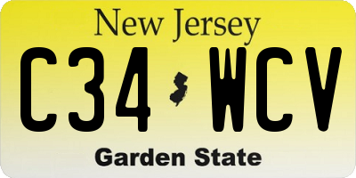NJ license plate C34WCV