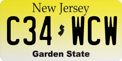 NJ license plate C34WCW