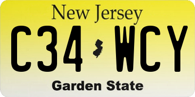 NJ license plate C34WCY
