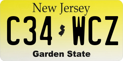 NJ license plate C34WCZ