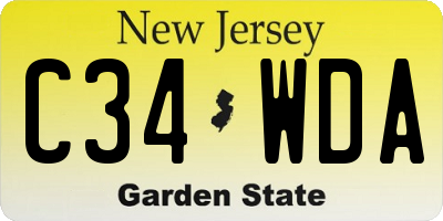 NJ license plate C34WDA