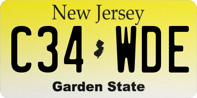 NJ license plate C34WDE