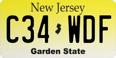 NJ license plate C34WDF