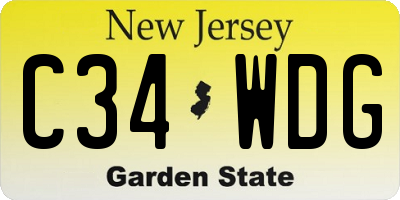 NJ license plate C34WDG