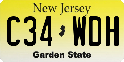 NJ license plate C34WDH