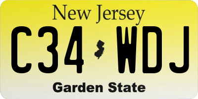 NJ license plate C34WDJ