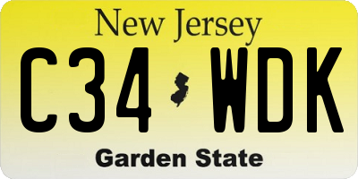 NJ license plate C34WDK