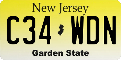 NJ license plate C34WDN