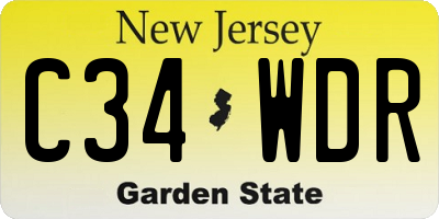 NJ license plate C34WDR