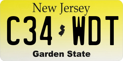 NJ license plate C34WDT