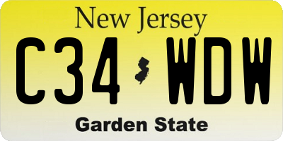 NJ license plate C34WDW