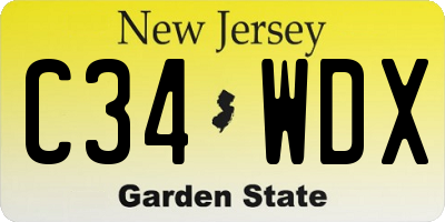 NJ license plate C34WDX