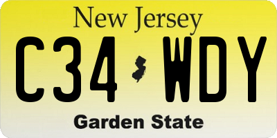 NJ license plate C34WDY