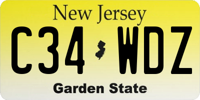 NJ license plate C34WDZ