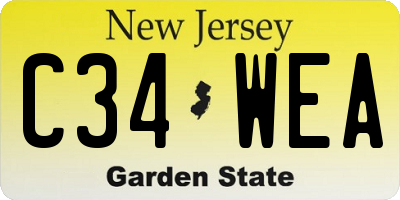 NJ license plate C34WEA