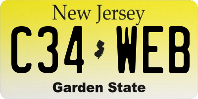 NJ license plate C34WEB