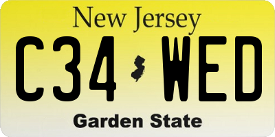 NJ license plate C34WED