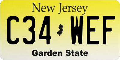 NJ license plate C34WEF