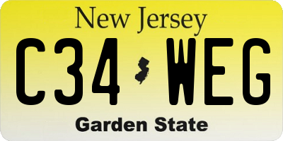 NJ license plate C34WEG