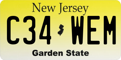 NJ license plate C34WEM