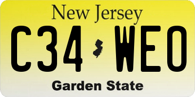 NJ license plate C34WEO