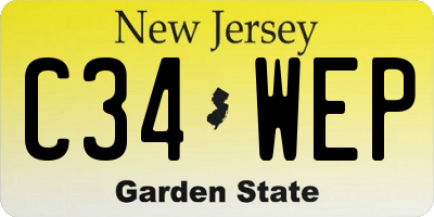 NJ license plate C34WEP