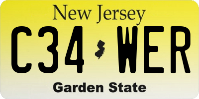 NJ license plate C34WER