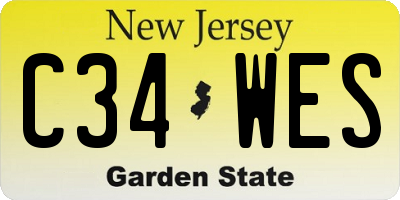 NJ license plate C34WES