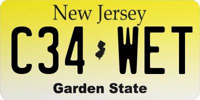 NJ license plate C34WET