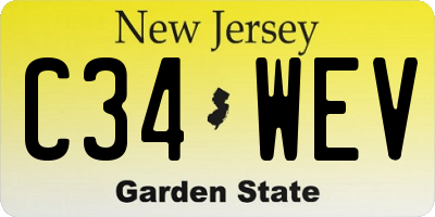 NJ license plate C34WEV