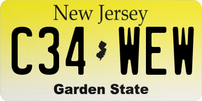NJ license plate C34WEW