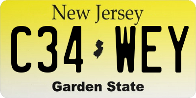 NJ license plate C34WEY