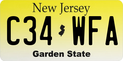 NJ license plate C34WFA