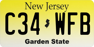 NJ license plate C34WFB