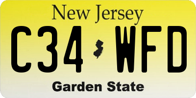 NJ license plate C34WFD