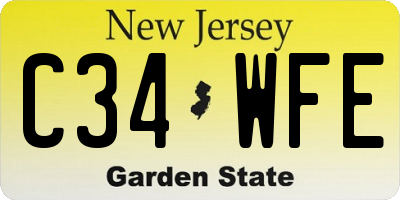 NJ license plate C34WFE