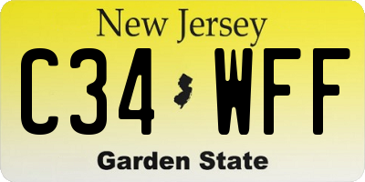 NJ license plate C34WFF