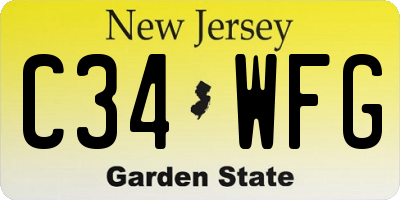 NJ license plate C34WFG