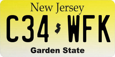 NJ license plate C34WFK
