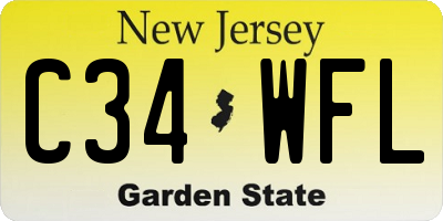 NJ license plate C34WFL