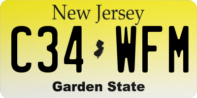 NJ license plate C34WFM