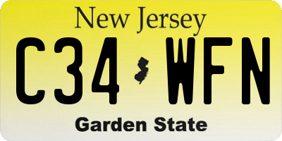 NJ license plate C34WFN