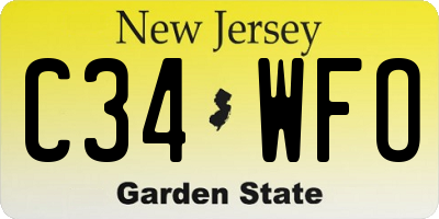 NJ license plate C34WFO