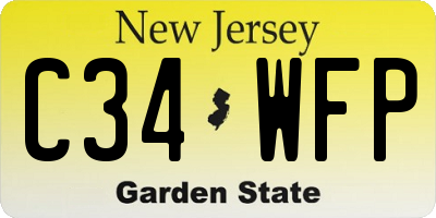 NJ license plate C34WFP