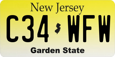 NJ license plate C34WFW