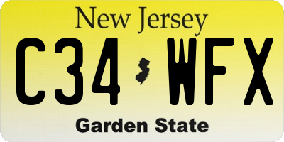 NJ license plate C34WFX