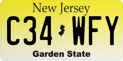 NJ license plate C34WFY