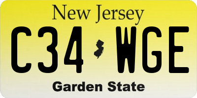 NJ license plate C34WGE