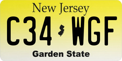 NJ license plate C34WGF